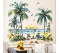 YHXBD White Tapestry Wall Hanging, Bohemian Beach Tropical Palm Tree Wall Art Landscape Summer Aesthetic Wall Tapestry For Bedroom Living Room Dorm,A-04,180x200cm