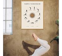 YHXCT Sun Salutation Poster, Surya Namaskar Yoga Exercise Print, 50 x 70 cm Canvas Wall Art, Unframed, Matte Finish, Modern Style, Suitable for Bedroom, Bathroom, Living Room, Kids Room