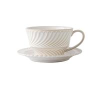 YHxFlux Exquisite American Latte Coffee Cups and Saucers Set 300ml Home Retro Pull Ceramic Cappuccino Easy to Clean