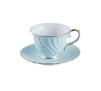 YHxFlux Exquisite Ceramic French Good-Looking Pull Latte Coffee Cups and Saucers Exquisite Household Afternoon Tea Set Easy to Clean(Blue)