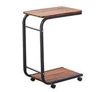 YHxFlux Storage Shelves 2 Tier Mobile Printer Stand, Rolling Cart with CPU Organizer for Home Office Multi Purpose Fax Shelf with Caster Wheel, Vintage Brown for Office