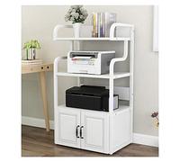 YHxFlux Storage Shelves Printer Stand Standing Multi-Purpose Shelf Rack for Media Player Scanner Files Books Microwave Oven in Kitchen Living Room Home Office, 4-Tier, White for Office