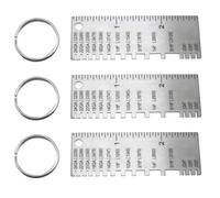 YHXiXi 3PCS 0.98x2.83inch Silver Stainless Steel Single Sided Welding Thickness Gauge with Key Ring Portable Measuring Tool