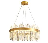 YHYAI Modern Crystal Chandelier, Luxury Gold Raindrop Chandelier for Dining Room, Adjustable K9 Crystal Ceiling Pendant Light for Living Room Bedroom Entryway,Round 60CM
