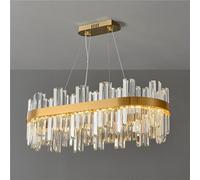 YHYAI Modern Crystal Chandelier, Luxury Gold Raindrop Chandelier for Dining Room, Adjustable K9 Crystal Ceiling Pendant Light for Living Room Bedroom Entryway,Round 60CM