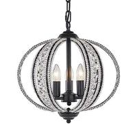 YHYAI Simple Modern Metal Iron Ceiling Light Luxurious Crystal Chandelier Creative Round Ball Pendant Lamp Home Decoration Hanging Lamp Cafe Bar Restaurant Suspension Light E14 Edison Lighting Device