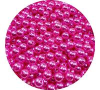 YHYPOCI 300pcs Pearl Beads for Crafts, Crafting Supplies, 8mm Resin Pearl for Jewelry Making Round Loose Pearls Beads with Hole for Necklaces Bracelets Earrings Making Jewelry Decoration (Hot Pink)