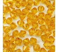 YHYPOCI 400pcs 8mm Acrylic Bicone Beads Faceted Acrylic Crystal Spacer Beads for Bracelet Necklace Earring Keychain Jewelry Making Crafts(Gold Yellow)