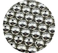 YHYPOCI 60pcs Silver Plated Round Beads for Craft 16mm Smooth Round Ball Spacer Beads for Jewelry Making DIY Necklaces Bracelets Earrings Decoration