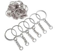 YHYZ Keychain Ring Set, 30pcs 1 Inch Splits Key Ring Hoops (25mm) with Chain + 30pcs Jumper Rings, Metal SSliver Keyring Chains, for DIY Craft Tassels Resin Art Jewellery Making Attachment (30 Sets)