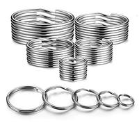 YHYZ Split Key Ring Circle Assorted, Metal Round Keyring Durable in 5 Sizes (Small 1/2 inch, 3/4 inch,1 inch, 1.25 inch, Large 1.38 inch), for Dog Pet Collar DIY Tag Jewelry Car Key (Round)