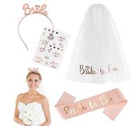 YHZMY 1 Pcs Hen Party Accessories Set, Hen Night Party Decoration, Hen Party Accessories Bride to be Set Include Bride Headband Tiara, Veil, Sash, Tattoos, for Bridal Shower, Bachelorette Party etc