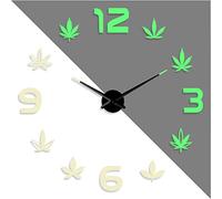 YHZS Cannabis leaf DIY creative Different Luminous Frameless Wall Clock Home Decor Modern gifts - 47 inch