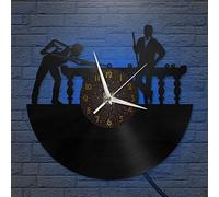YHZS Snooker Man 12 Inch Vinyl Record Wall Clock, Battery Operated Silent & Non-ticking Wall Clock for Kitchen Home Living Room Bedroom School (C) with LED