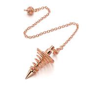 YHZXXNQ PESOENTH Copper Metal Dowsing Pendulum Divination Dower Reiki Healing Pendulum Chain,Rose Gold Spiral Coil Point Meditation Yoga Balancing Pendant