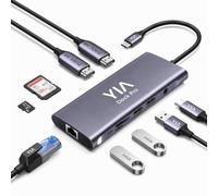 YIA Dock Pro 14-in-1 Laptop Docking Station Triple Display Hub with Dual HDMI & DisplayPort 4K@60Hz 100W PD, Ethernet SD/TF Card Reader USB-C & USB-A Ports Aluminium Laptop Dock for MacBook Windows