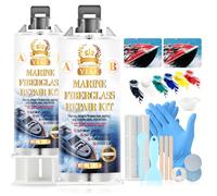 YIAE Marine Fiberglass Repair Kit for Boats Pro Gel Coat & Epoxy Resin to Fix Holes, Chips, Deep Cracks on Kayaks, Sailboats | DIY Fiberglass Boat Repair with Color Match and Fast Cure (6.76 oz)