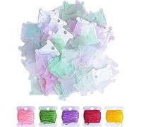 YIAGUN 200 Pieces Plastic Floss Bobbins Embroidery Thread Cards Cross Stitch Bobbin Craft DIY Sewing Storage,5 Colors
