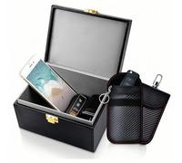 YIAGUN Faraday Box and Pouch 2 Pack, Keyless Entry Car Key Safe Protector,Anti-Theft Signal Blocking Cages-Black