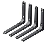 YIAGUN Premium Right Angle Shelf Bracket 100mm*100mm - Heavy-Duty Steel Corner Support for Wall Hanging - Black Floating Brackets (4 Pcs)