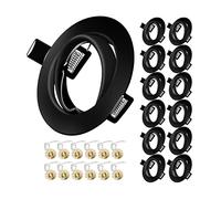 Yiahin 12x Modern GU10 Downlights for Ceiling, Round Black Metal Frame for Recessed Ceiling Lights, Tilt Swivel Spotlight - External Dimensions: 90mm, Cut-Out Hole Size:68-80 mm