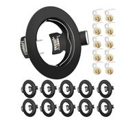 Yiahin LED Recessed Ceiling Light Mounting Frame Round Black Spotlight Fittings incl. GU10 Socket, Cut-Out Hole Size:55mm-70mm, Downlight Frame for LED and Halogen, Not Included Bulbs, 10 Pack