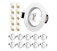 Yiahin LED Recessed Ceiling Light Mounting Frame Round White Spotlight Fittings incl. GU10 Socket, Cut-Out Hole Size:55mm-70mm, Downlight Frame for LED and Halogen, Not Included Bulbs, 10 Pack