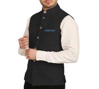 Yiaisafa Mens Mock Neck Vests Stand-up Collar Tweed Waistcoats Herringbone Retro Vintage Wool Wedding Groomsman Suits (Black,XXL)