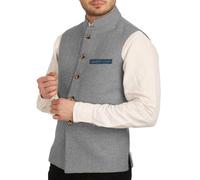 Yiaisafa Mens Mock Neck Vests Stand-up Collar Tweed Waistcoats Herringbone Retro Vintage Wool Wedding Groomsman Suits (Silver,XL)