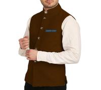 Yiaisafa Mens Mock Neck Vests Stand-up Collar Tweed Waistcoats Herringbone Retro Vintage Wool Wedding Groomsman Suits (Orange,XXL)