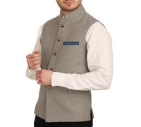 Yiaisafa Mens Mock Neck Vests Stand-up Collar Tweed Waistcoats Herringbone Retro Vintage Wool Wedding Groomsman Suits (Champagne,XXL)