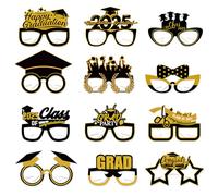 YIAJIA 12Pcs Graduation Prom 2025 Glasses, Photo Booth Props Class of 2025 Fancy Dress Eyeglasses for Graduation Party Favor Decoration
