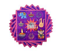 YIAJIA 16Pcs Diwali Napkins, Diwali Tableware Decoration, Indian Diwali Paper Cocktail Napkins, Disposable Dinner Party Napkins for Diwali Decorations for House