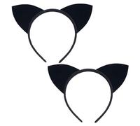 YIAJIA 2 Black Cat Ears Headband, Halloween Headband, Soft Fabric Cat Ears, Alice Hair Band Halloween Costumes Accessories,Sweet Sexy Fancy Dress for Women Kids Girls