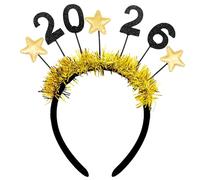 YIAJIA 2026 New Year Headbands, Glitter 2026 with Star Headband, Decorative Items for Adults and Children's New Year, New Year's Eve, Indoor and Outdoor Holiday Decoration Supplies (Gold, 1)