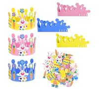 YIAJIA 3 Pack Easter Crown Making Kit, Easter Crafts for Kids, Easter Adjustable Paper Headband DIY Easter Activities, Easter Spring School Party Supplies