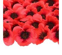 YIAJIA 30PCS Red Poppy Artificial Flowers No Fade Fake Wild Flowers Stemless Faux Artificial Poppies for Remembrance Day Decorations Outdoor Grave Garden