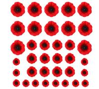 YIAJIA Artificial Poppy - 36Pcs Poppies for Remembrance Day Red Artificial Flowers Lest We Forget Flowers Crafts Faux Poppy Craft Flowers for Veterans Day Outdoor Grave Garden Decorations
