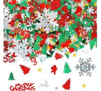 YIAJIA Christmas Confetti - 30g Snowflakes, Merry Christmas Alphabet, Pine, Elk, Pentagram, Christmas Table Confetti for Christmas Crafts Christmas Party Decoration