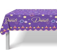 YIAJIA Diwali Table Cloth Diwali Decorations Festival of Lights Party Table Cover Decor Disposable Tablecloth for Rectangle Tables, Indian Diwali Lights Party Decor Supplies,51 * 87 Inch