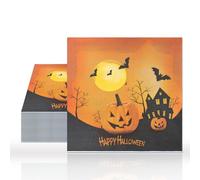 YIAJIA Halloween Napkins - 20Pcs Halloween Table Decorations Napkins, Cocktail Paper Napkins Printed Pumpkins/Haunted House/Ghosts/Bat, Halloween Tableware