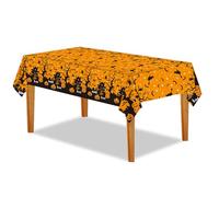 YIAJIA Halloween Tablecloth - Black Orange Plastic Table Decoration for Indoor Outdoor Halloween Party Home Decorations, Halloween Scary Spider Rectangle Tablecloth Waterproof Tablecover,138 x 274 cm