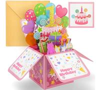 YianHien 1st Birthday Card Girl, Pop Up First Birthday Card