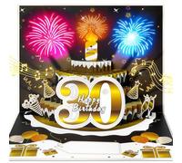 YianHien 30th Birthday Card, Light Up Musical Card with Blow Out Candle | Pop Up Birthday Card for Son, Brother, Son in Law | 30th Birthday Gifts for Men | Black Gold 30th Birthday Decoration for him