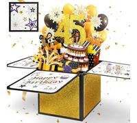 YianHien 45th Birthday Card, 3D Pop Up Birthday Card for Men | Happy Birthday Card for Son, Husband, Brother, 45th Birthday Gifts for Men, Black Gold Birthday Card for Birthday Decorations