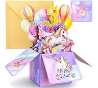 YianHien 5th Birthday Card Girl, Pop Up 5 Year Old Birthday Card