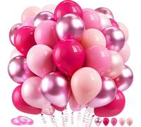 YianHien 60Pcs Pink Balloons, 12 Inch Latex Metallic Hot & Pastel Pink Balloons Set for Birthday, Gender Reveal, Baby Shower, Anniversary, Bridal Wedding and Princess Party Decor for Girls & Women