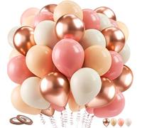 YianHien 60Pcs Rose Gold Balloons, 12 Inch Metallic Pink Birthday Balloons for Women, Party Balloon for Birthday, Bridal, Wedding, Engagement and Proposal Party Decorations