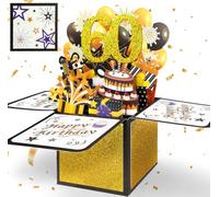 YianHien 60th Birthday Card for Men, 3D Pop Up Birthday Greeting Cards for Dad Mum Husband Brother Male & Female Friend, Black Gold 60th Happy Birthday Decorations Gifts for Him Her Men Women