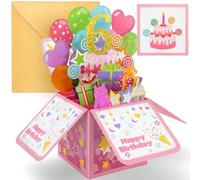 YianHien 6th Birthday Card Girl, 3D Pop Up 6th Birthday Decorations